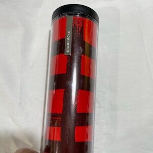 Starbucks 2013 black and red checkered Christmas travel tumbler with